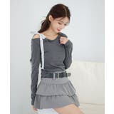 【着用動画あり 3色展開】ストライプストラップ ワンショルダーTシャツ | by muni:r | 詳細画像26