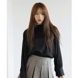 バンドカラー パフ袖 サテンブラウス | by muni:r | 詳細画像8 