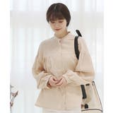 コットンストライプ シャーリングブラウス | by muni:r | 詳細画像1