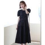 ブラック | パフシャーリング リボンロングワンピース/バックポイントリボンフレアワンピース | by muni:r