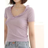 Vネック フリル クロップ リブTシャツ | by muni:r | 詳細画像8
