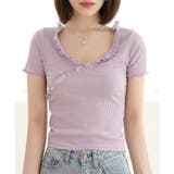 Vネック フリル クロップ リブTシャツ | by muni:r | 詳細画像9