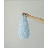 ブルー | シフォン花刺繍シースルー トートバック | by muni:r