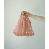 ピンク | シフォン花刺繍シースルー トートバック | by muni:r