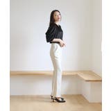 美脚パステルロングスラックス/しわ加工サテンフレアパンツ | by muni:r | 詳細画像32 