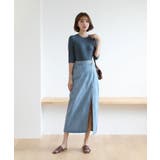 ラウンドネック スリムライン ソフトリブ 7分丈 Tシャツ | by muni:r | 詳細画像11