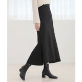 ブラック | Aライン ウエストゴム ロングスカート/フレア美ライン スカート | by muni:r