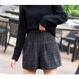 チャコール | ショートパンツ チェック柄 厚手 | candy-house 