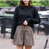 ブラウン | ショートパンツ チェック柄 厚手 | candy-house 