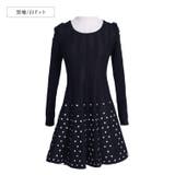 黒地/白ドット | レディース ニットワンピース 長袖 | candy-house 