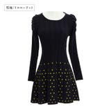 黒地/イエロードット | レディース ニットワンピース 長袖 | candy-house 