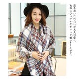 レディース 大判チェック柄ストール フリンジ付き | candy-house  | 詳細画像3 