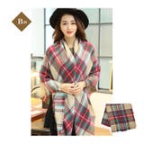 B柄 | レディース 大判チェック柄ストール フリンジ付き | candy-house 