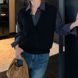 ブラック | ジレ 深Vネック ニットベスト | Carpe diem