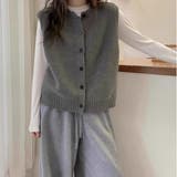 Vネックニットベスト トップス レイヤード風 | Carpe diem | 詳細画像1 