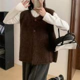 ふんわりシャギー ニットベスト トップスニット | Carpe diem | 詳細画像8 