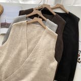 Vネックニットベスト トップス レイヤード風 | Carpe diem | 詳細画像11 