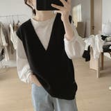 Vネックニットベスト トップス レイヤード風 | Carpe diem | 詳細画像4 