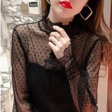 ブラック | フリル レースシアーブラウス シャーリングタートルネック | Carpe diem