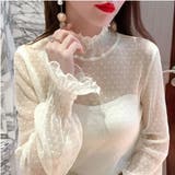 フリル レースシアーブラウス シャーリングタートルネック | Carpe diem | 詳細画像10 