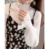 フリル レースシアーブラウス シャーリングタートルネック | Carpe diem | 詳細画像4 