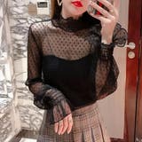 フリル レースシアーブラウス シャーリングタートルネック | Carpe diem | 詳細画像6 