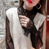 フリル レースシアーブラウス シャーリングタートルネック | Carpe diem | 詳細画像8 