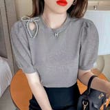 半袖ブラウス トップス 飾り付き | Carpe diem | 詳細画像3 