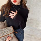 ブラック | フリル襟 ニットトップス ハイネック | Carpe diem