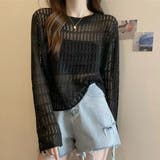 ブラック | 透かし編みニットトップス トップス 透かし編み | Carpe diem