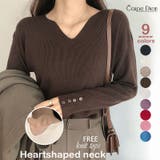 ブラウン | リブニットトップス vネックニット カットソー | Carpe diem