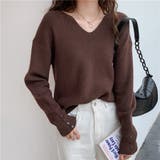 リブニットトップス vネックニット カットソー | Carpe diem | 詳細画像9 