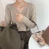 リブニットトップス vネックニット カットソー | Carpe diem | 詳細画像1 