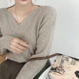 リブニットトップス vネックニット カットソー | Carpe diem | 詳細画像3 