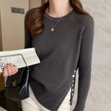 ニットトップス長袖 トップス サイドスリット | Carpe diem | 詳細画像1 