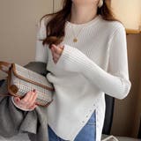 ホワイト | ニットトップス長袖 トップス サイドスリット | Carpe diem