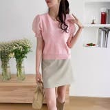 ピンク | パール付き 半袖ブラウス トップス | Carpe diem