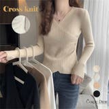 アイボリー | クロスニット カシュクールニット トップス | Carpe diem