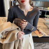 vネックニット トップス ハートシェイプドネック | Carpe diem | 詳細画像1 