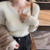 クールグレイ | vネックニット トップス ハートシェイプドネック | Carpe diem