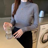 グレー | ニットトップス長袖 タートルネック ハイネック | Carpe diem