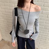 オフショルダートップス 長袖 ニットトップス | Carpe diem | 詳細画像1 