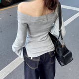 オフショルダートップス 長袖 ニットトップス | Carpe diem | 詳細画像3 