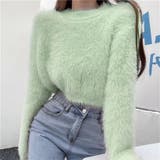 ライトグリーン | ニット シャギーニットトップス ショート丈 | Carpe diem