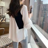 バイカラートップス レイヤード風トップス シャツブラウス | Carpe diem | 詳細画像2 