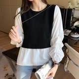 バイカラートップス レイヤード風トップス シャツブラウス | Carpe diem | 詳細画像3 