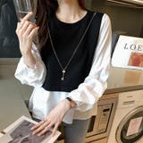 バイカラートップス レイヤード風トップス シャツブラウス | Carpe diem | 詳細画像4 