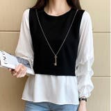 バイカラートップス レイヤード風トップス シャツブラウス | Carpe diem | 詳細画像6 