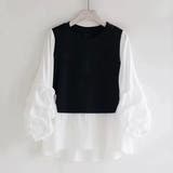 バイカラートップス レイヤード風トップス シャツブラウス | Carpe diem | 詳細画像7 