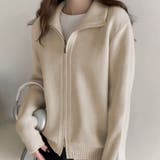 ゆったりダブルジップアップニットブルゾン レディース ニットジャケット | Carpe diem | 詳細画像1 